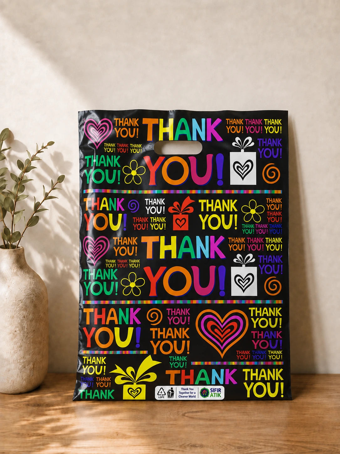 Thank You Mağaza Poşeti - Siyah